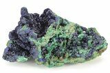 Sparkling Azurite Crystals on Fibrous Malachite - China #236684-1